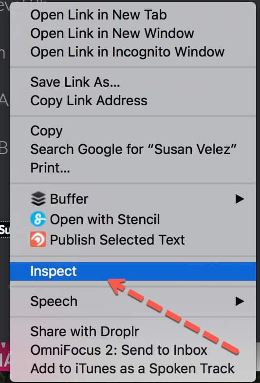inspect the footer copyright link