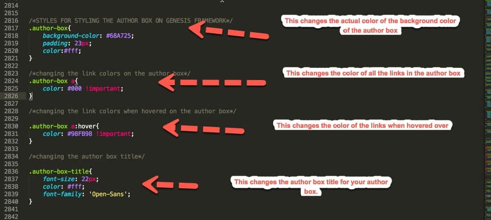 my author box color styles
